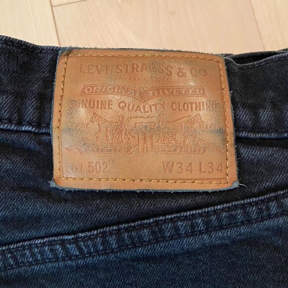 Levis 502 Premium Mens Black Denim Jeans W34 comfortable stretchy casual - Picture 4 of 12